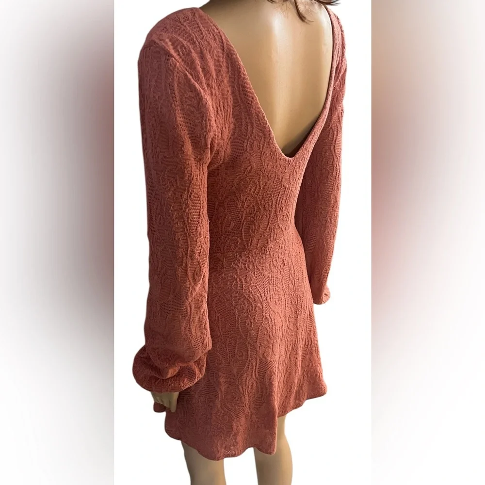 Hostess Pick 🥳💥 Chic Rust Textured Long Sleeve Dress by Free People